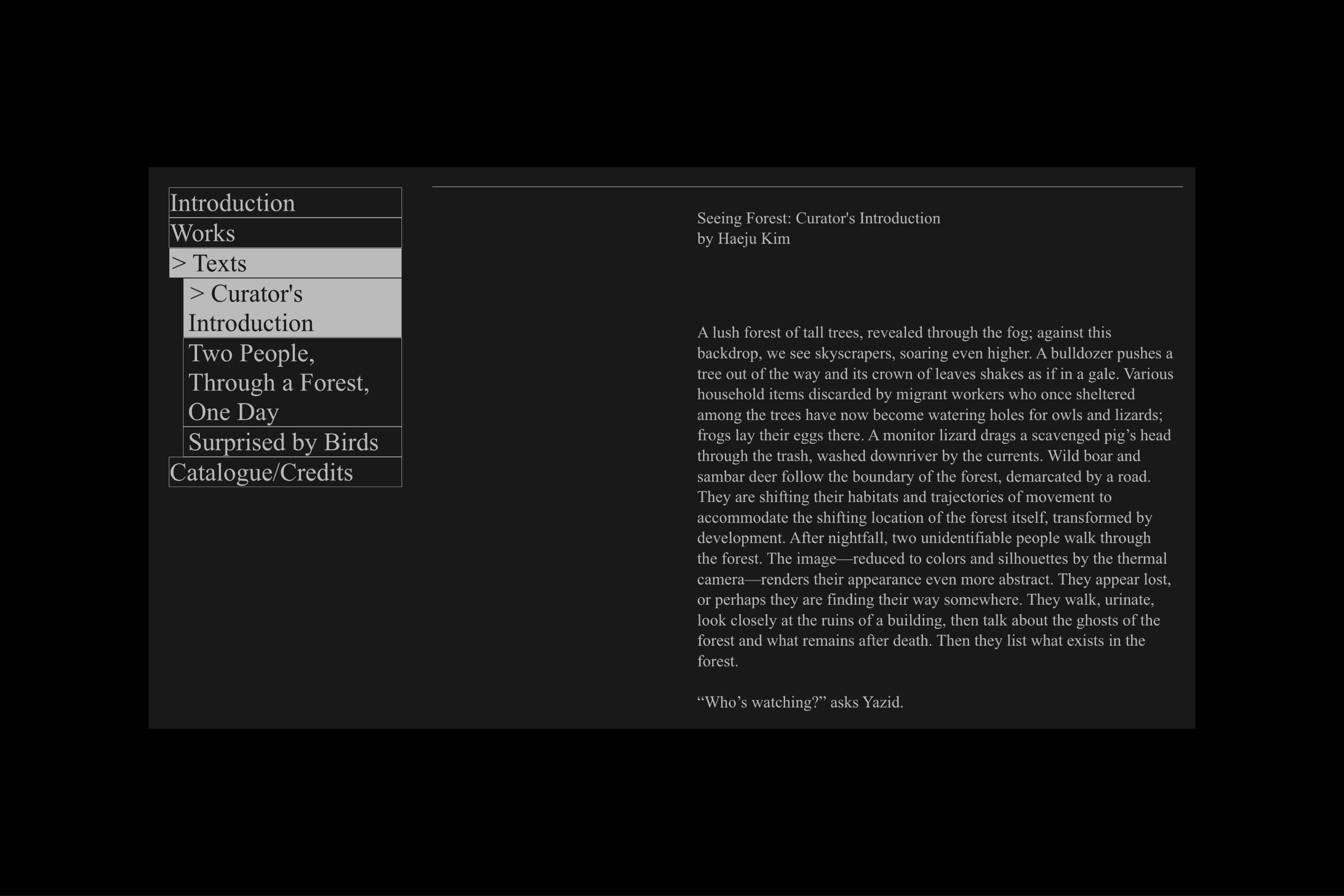 903 Seeing Forest (project website), for Robert Zhao Renhui and Haeju Kim